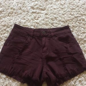 Maroon girls denim shorts